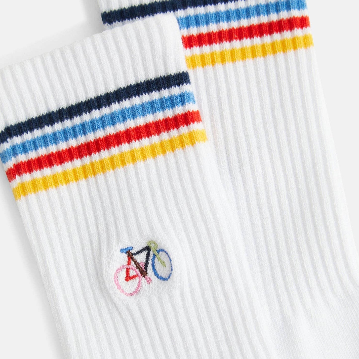 Fahrrad Bio Socken Bunt - Weiße Tennissocken mit Radmotiv: 41/46