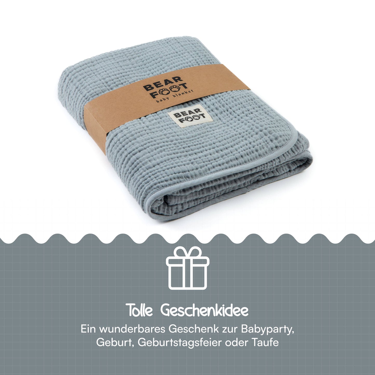 Babydecke Musselin - grau