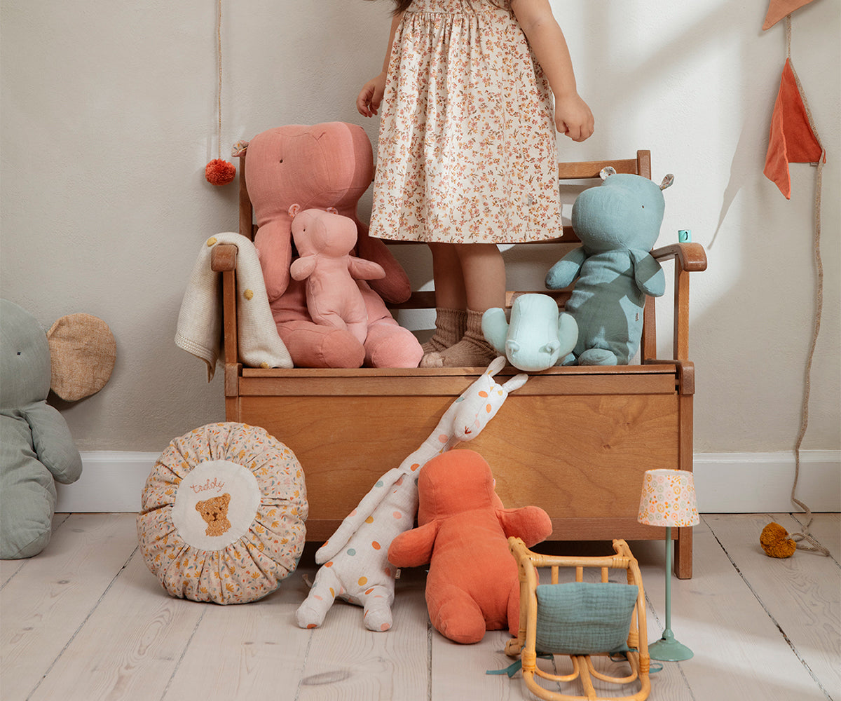 Kissen klein Teddy mit Blumen