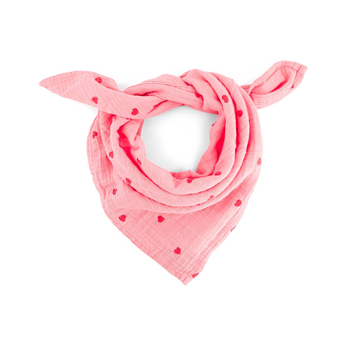 BIANCA Pucktuch mit Herz- und Flamingo-Motiv: FLAMINGO / HERZ / L 110*110