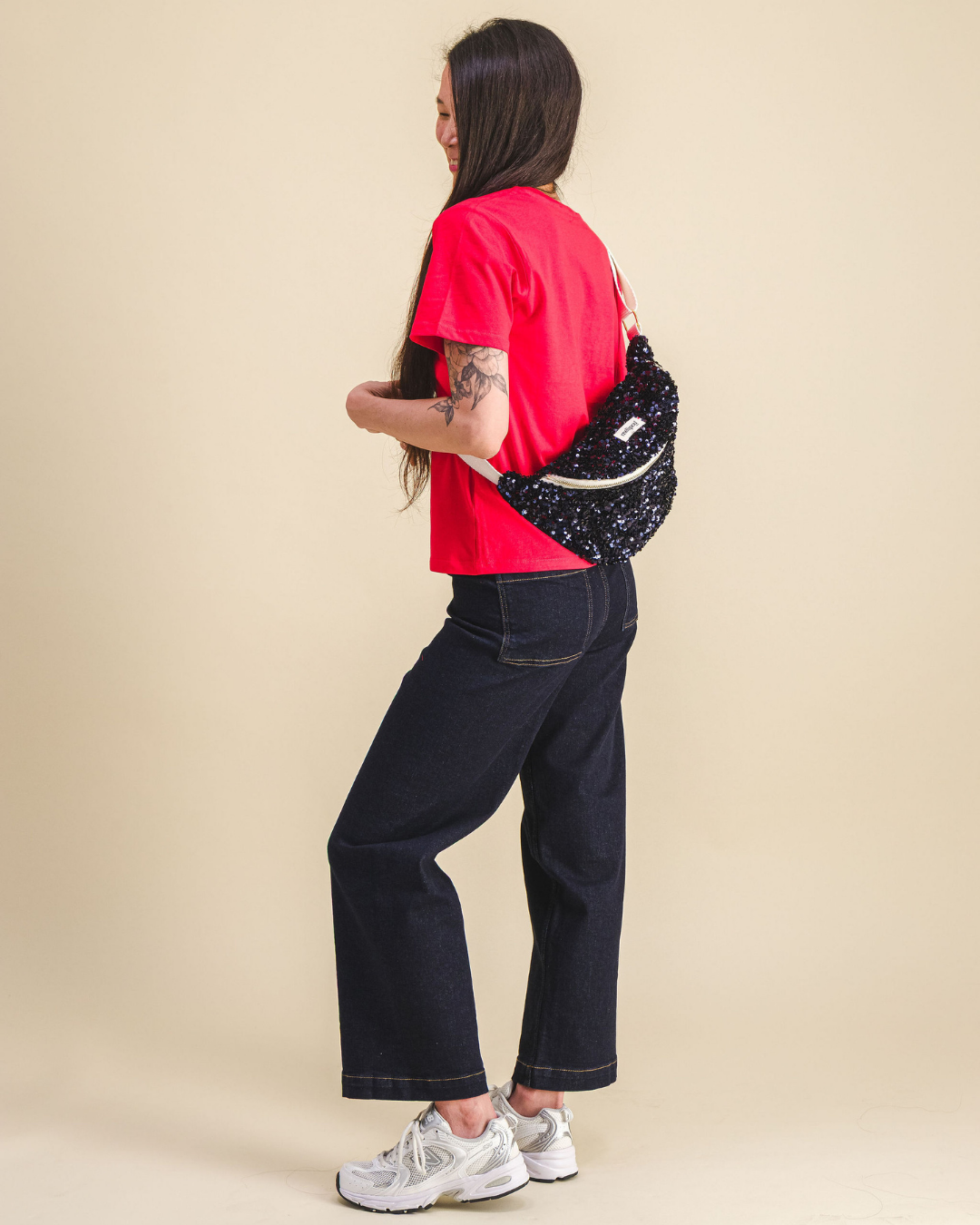 Pailletten-Gürteltasche blau - Roland