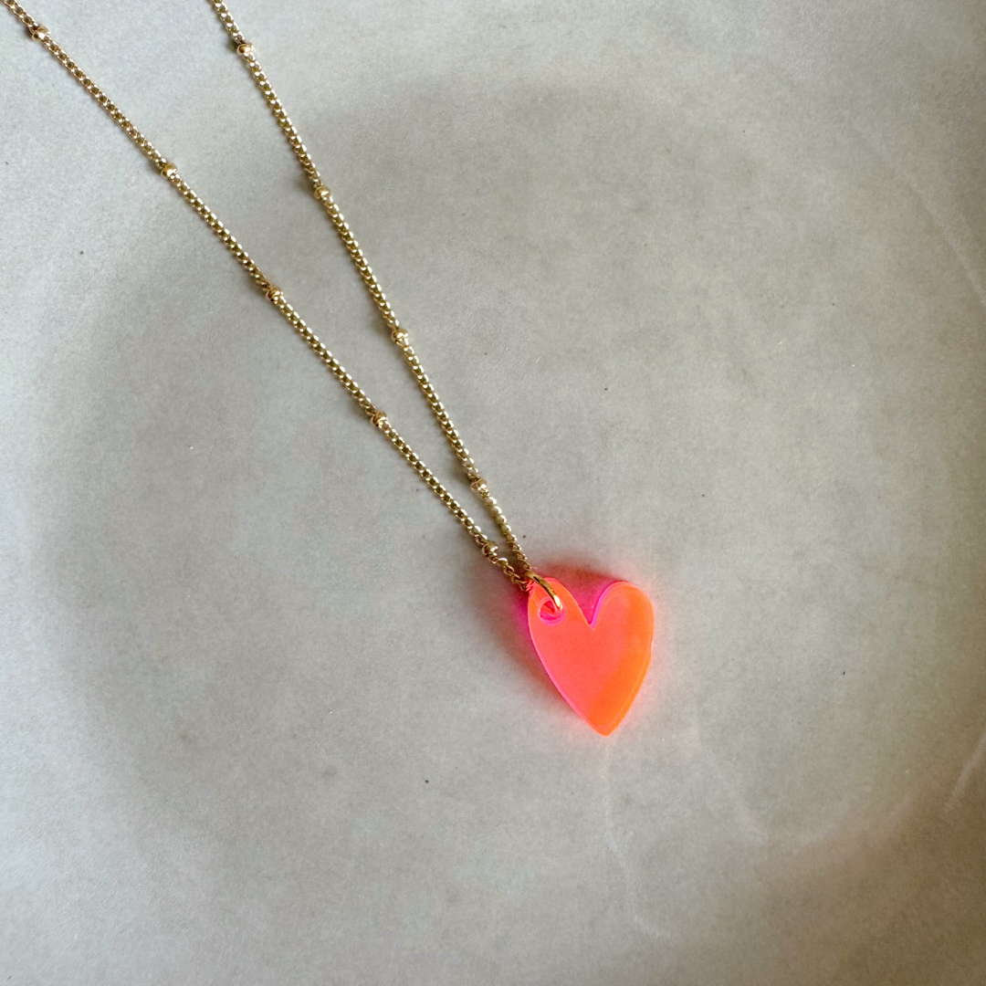 Kette Lume Charms | Herz Neon Pink