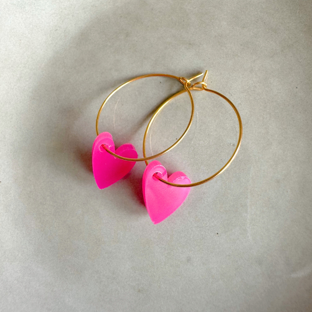 Ohrringe Hoops Lume Charms | Herz Fuchsia