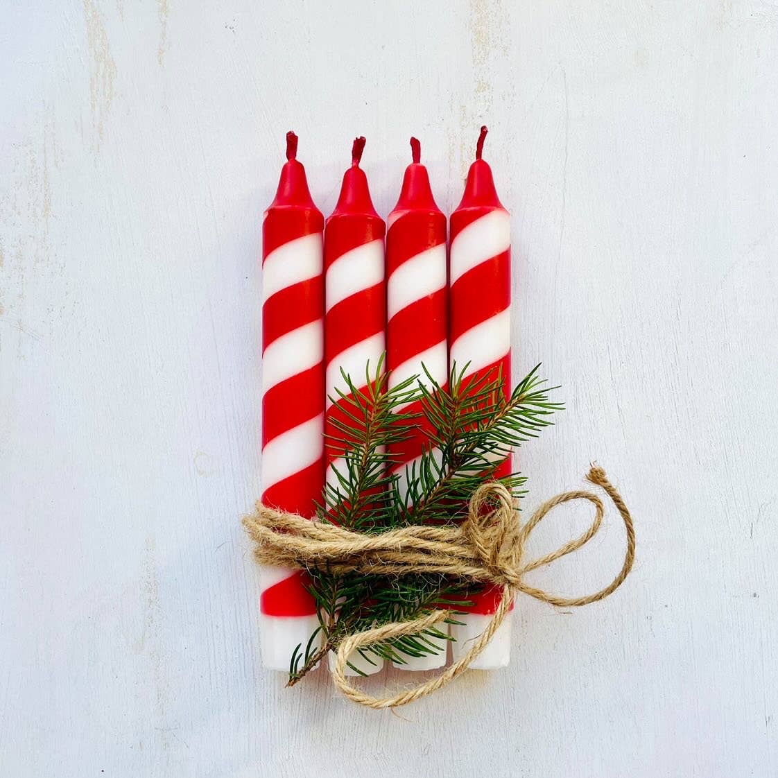 Dip Dye Kerzen Swirl | Zuckerstange Weihnachten rot | 4er VE