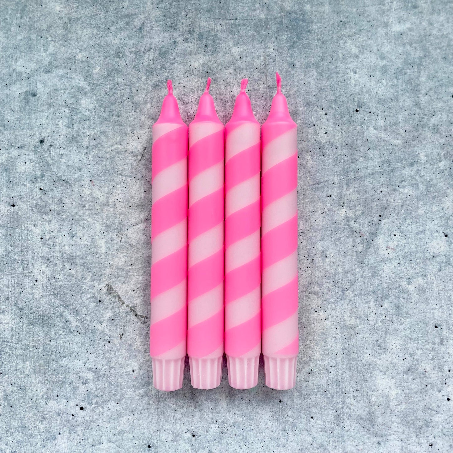 Dip Dye Kerzen | Swirl neonpink-rosa | 4er Set