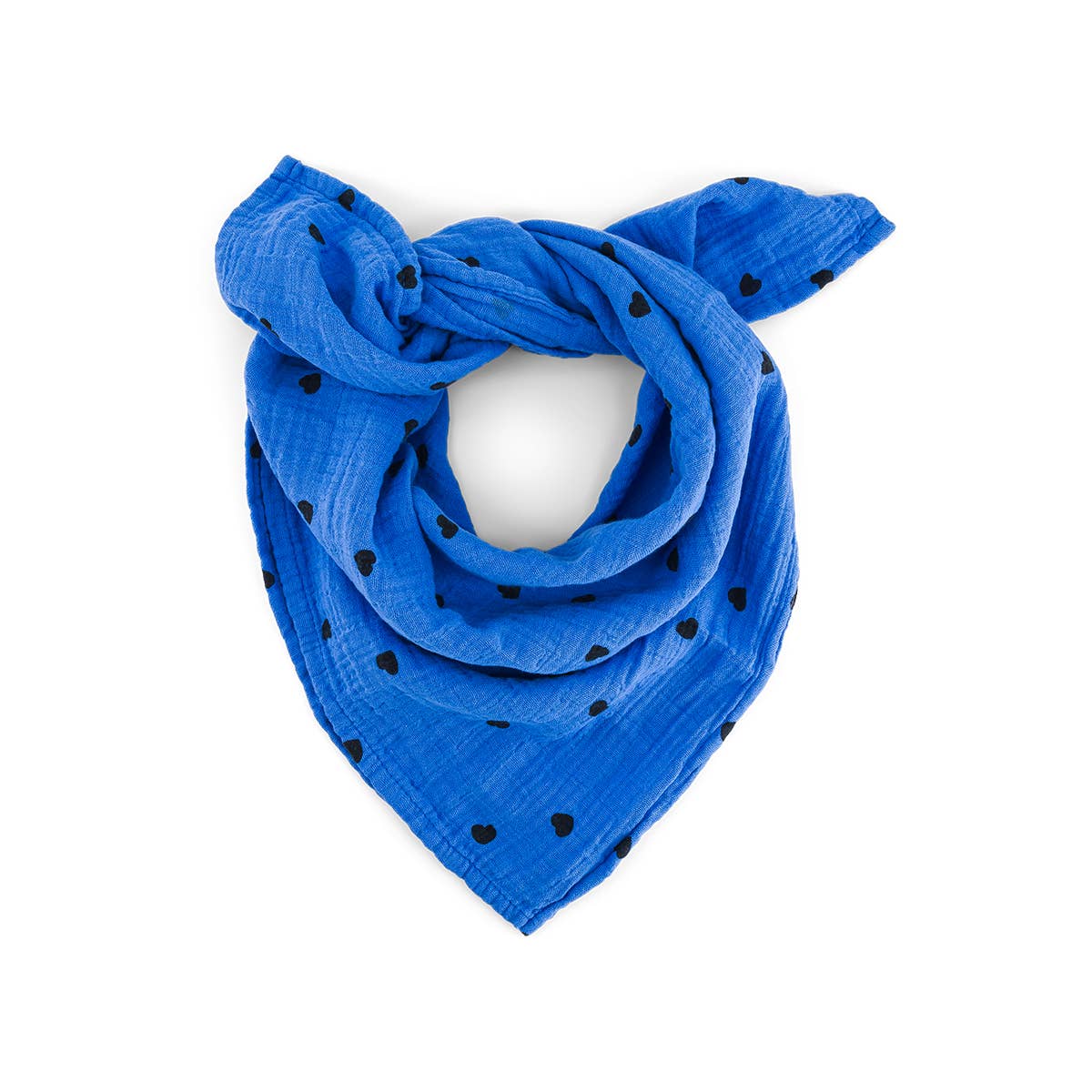 BIANCA Mulltuch mit Herz-Print in Greek Blue: GRIECHISCH BLAU / HERZ / M 70*70