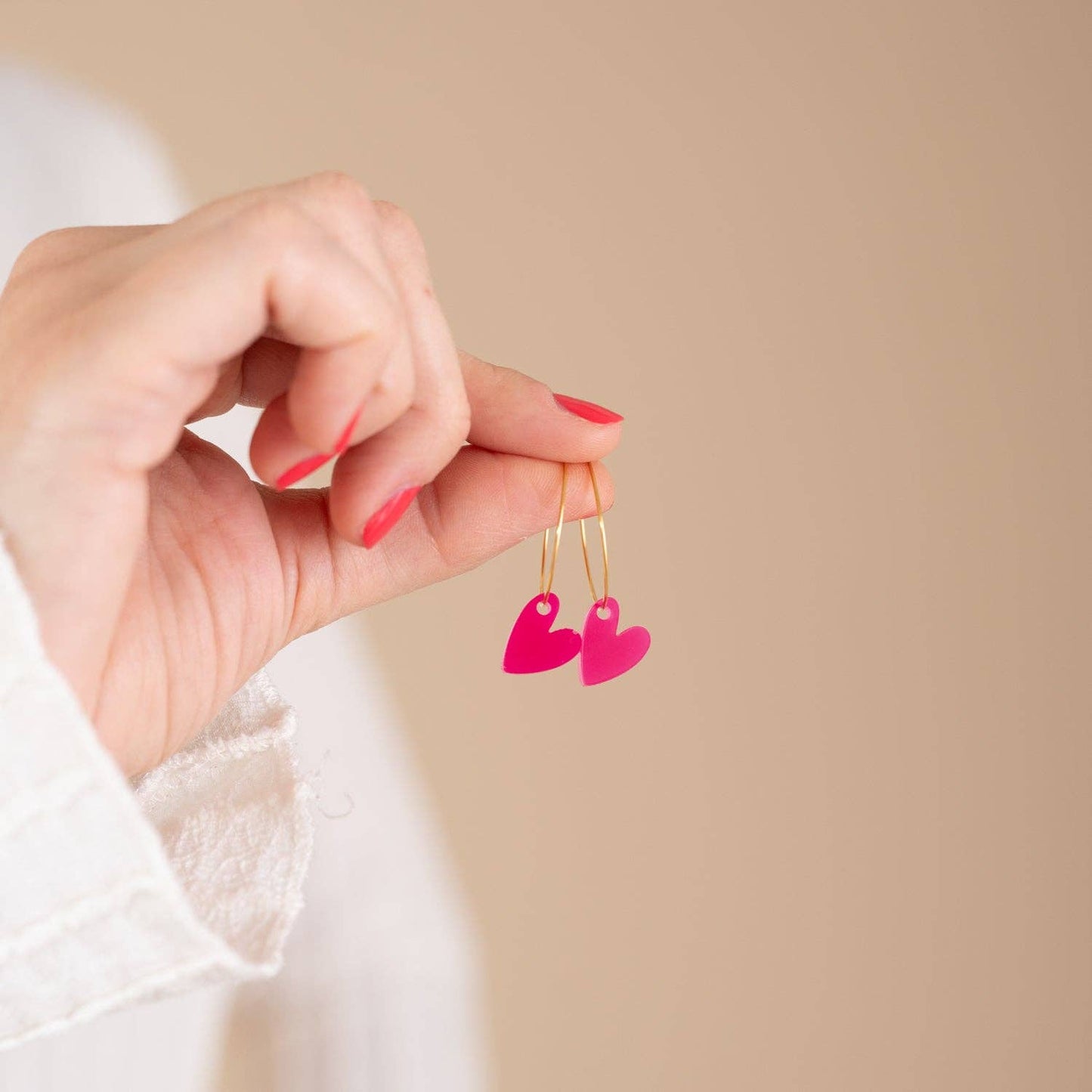 Ohrringe Hoops Lume Charms | Herz Fuchsia