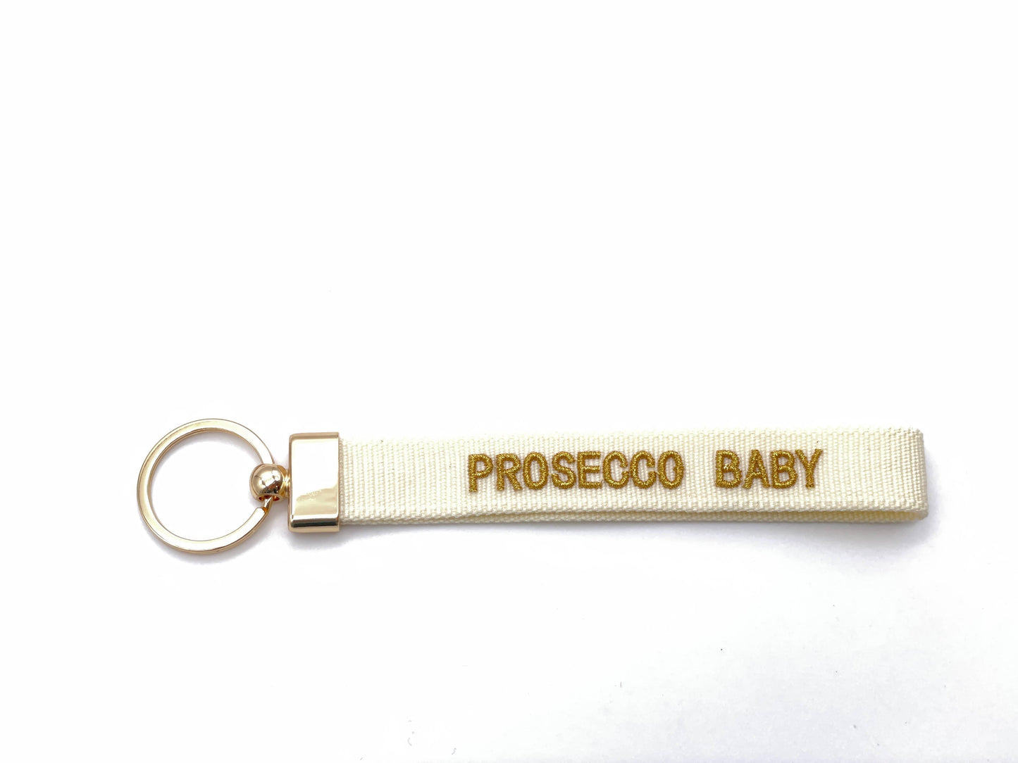PROSECCO BABY Schlüsselanhänger Keychain, gewebt bestickt