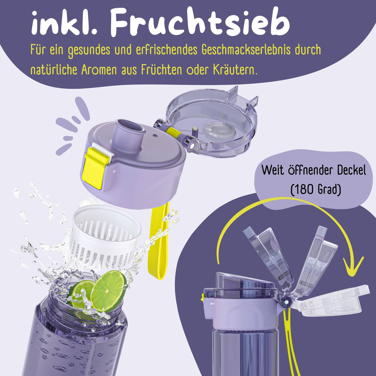 Trinkflasche Kinder, 500ml, leichte Wasserflasche - Einhorn