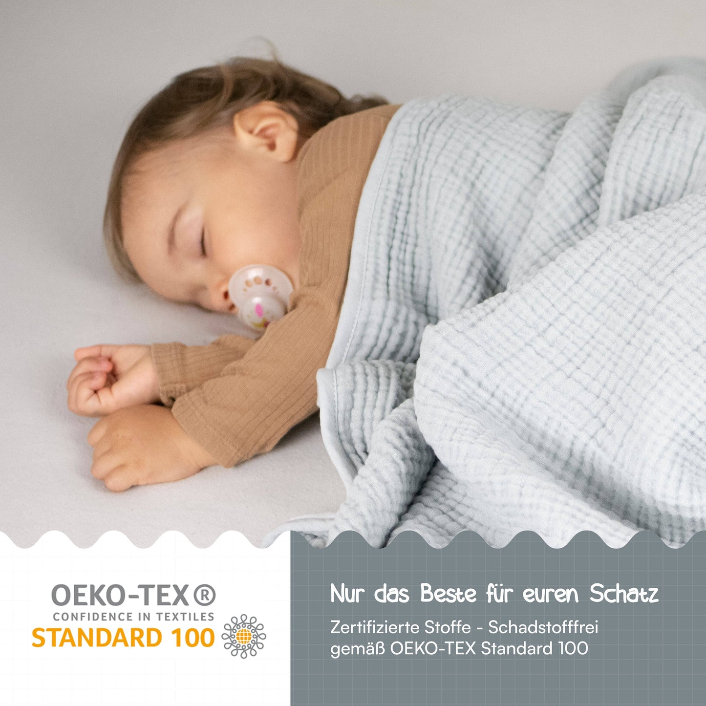 Babydecke Musselin - grau