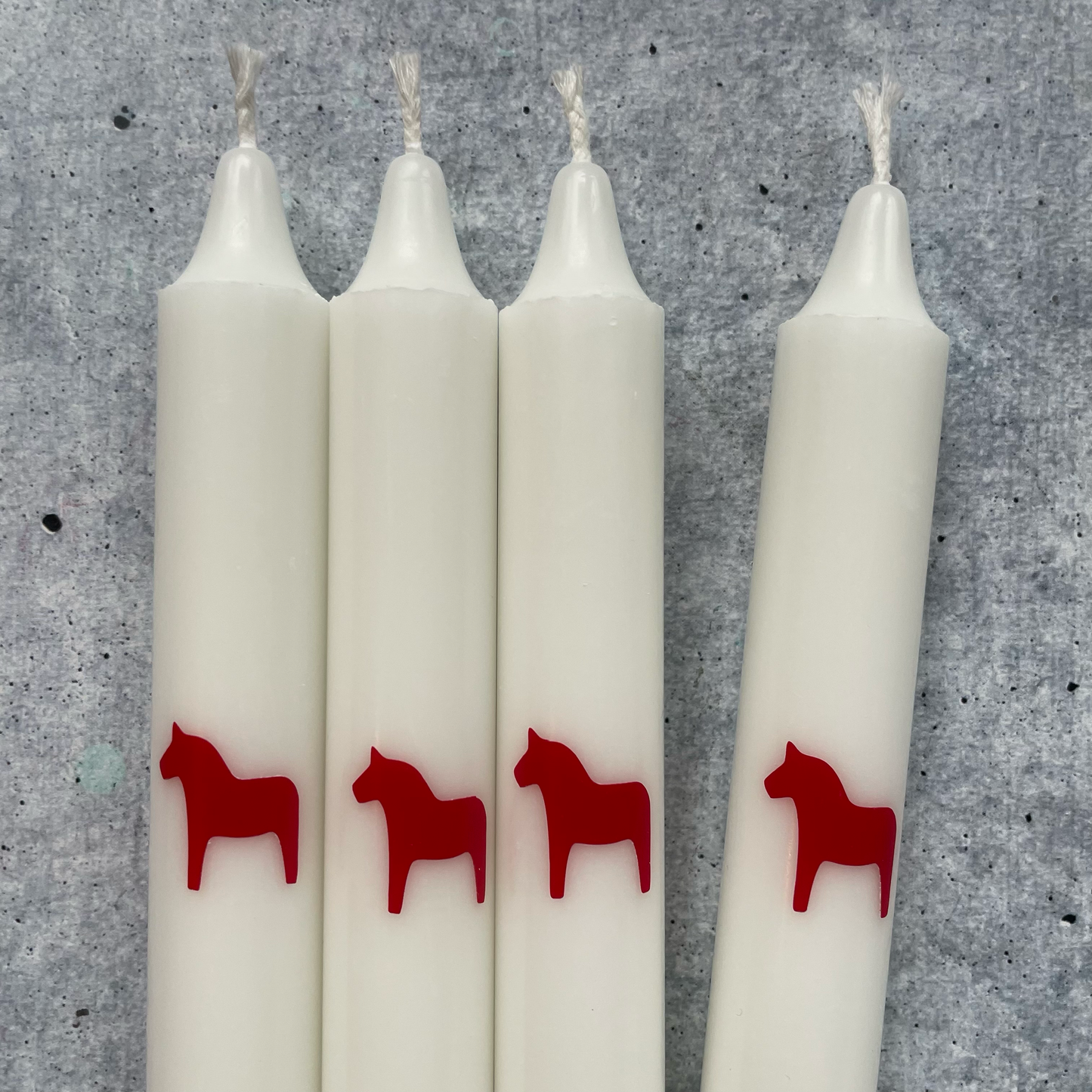 Dip Dye Kerzen | Dala Pferd rot-weiß | 4er Set