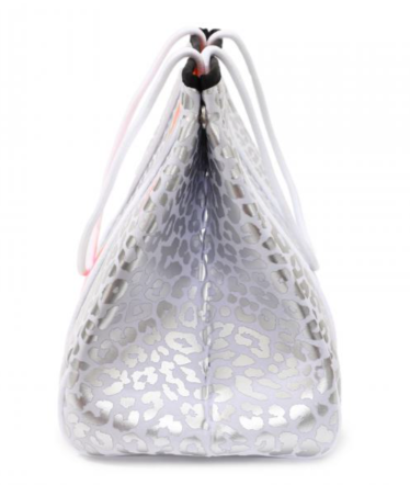 Neopren Tasche Leo Metallic L White - Silber / Orange