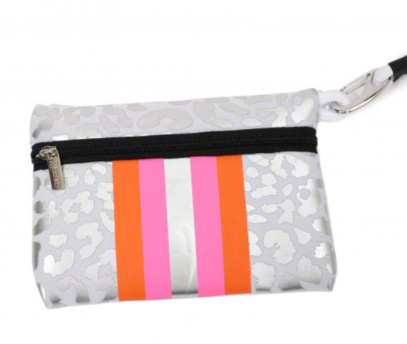 Neopren Tasche Leo Metallic L White - Silber / Orange