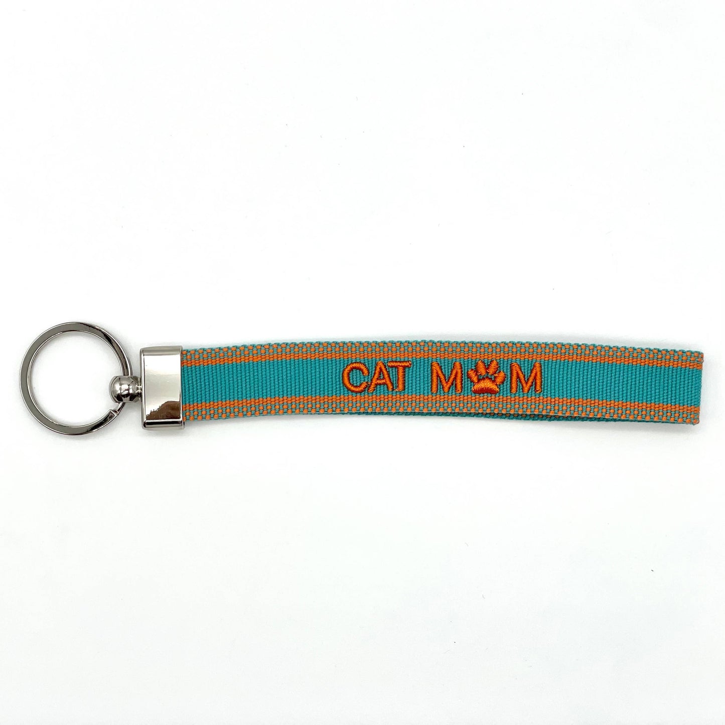 CAT MOM Schlüsselanhänger Keychain gewebt bestickt
