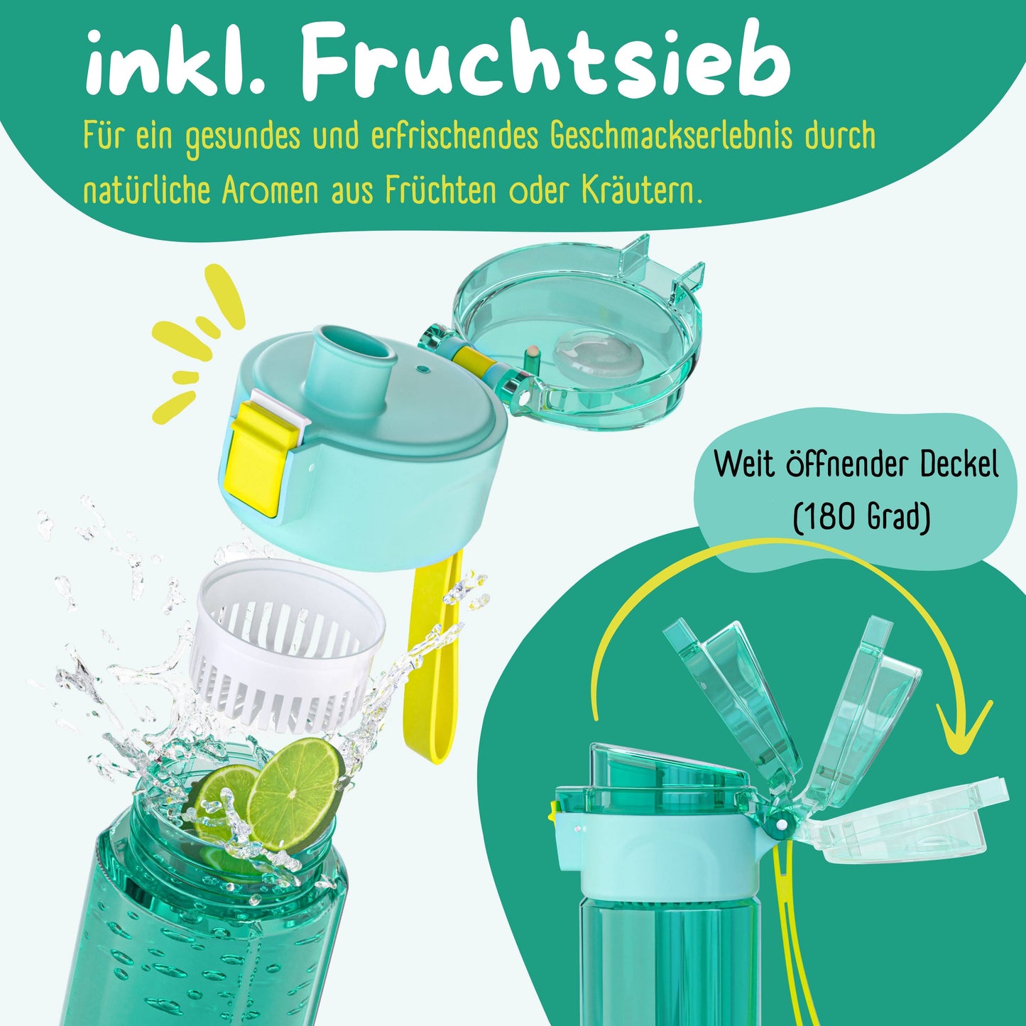 Trinkflasche Kinder, 500ml, leicht - Ozean-mint