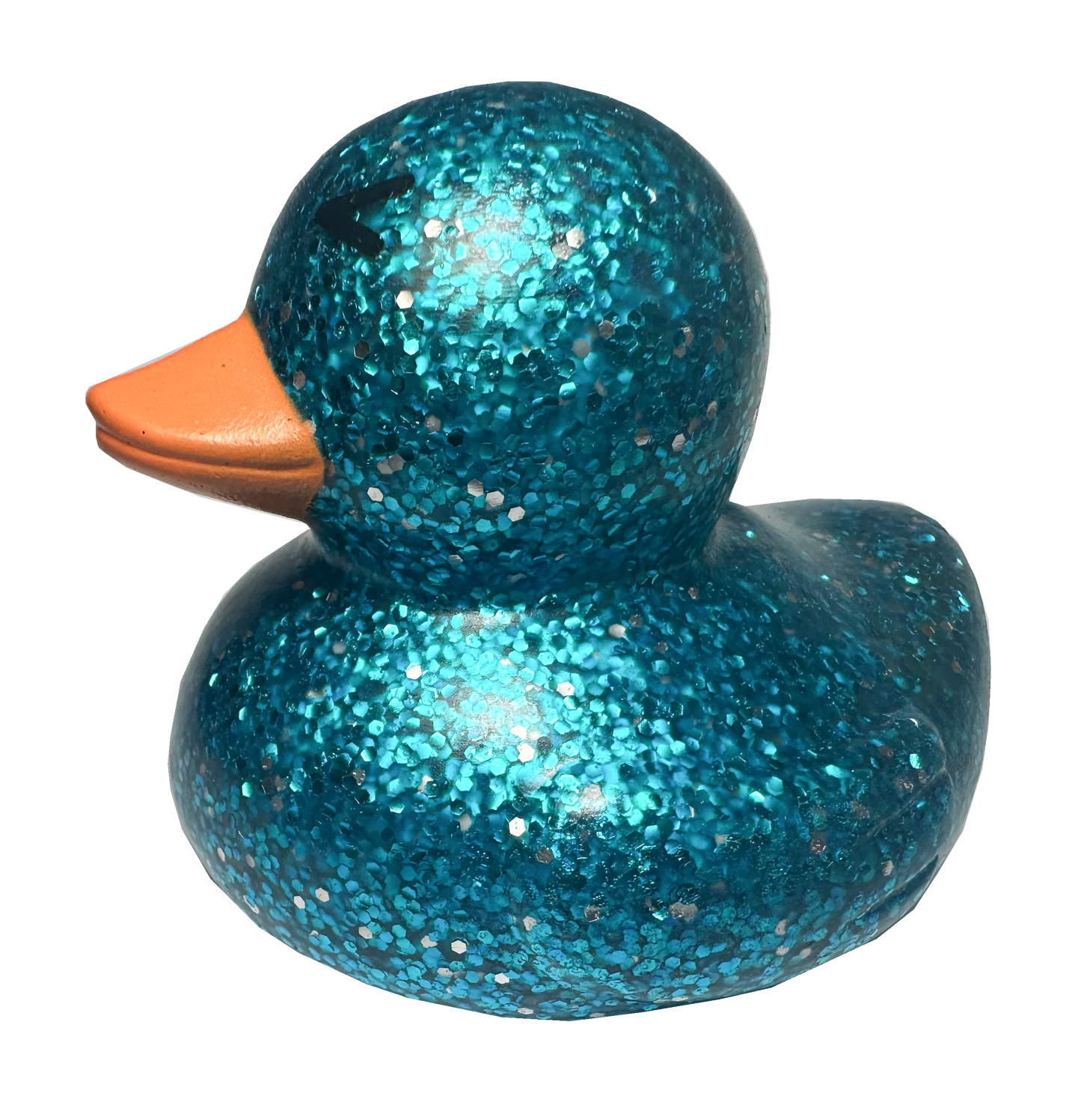 Badeente mit Glitzer, blau, 7 cm.