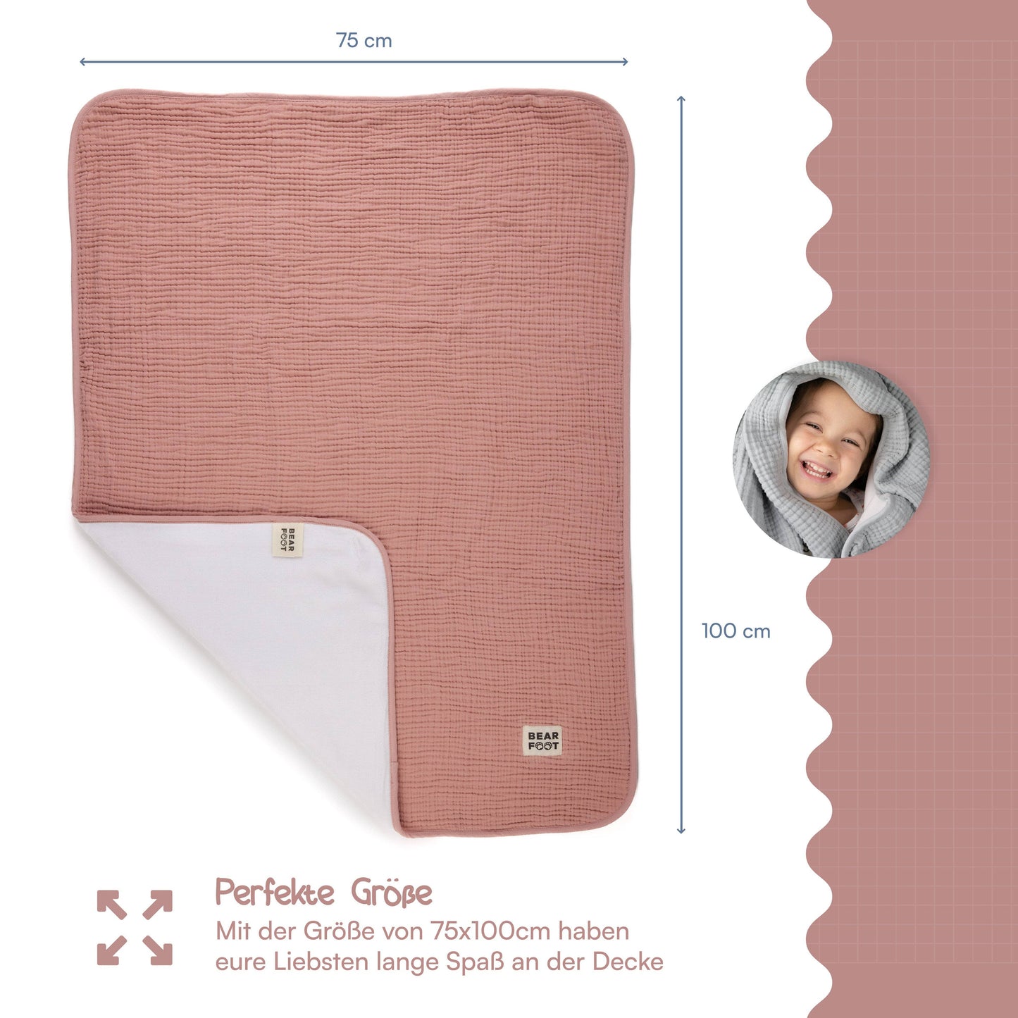 Babydecke Musselin - rosa