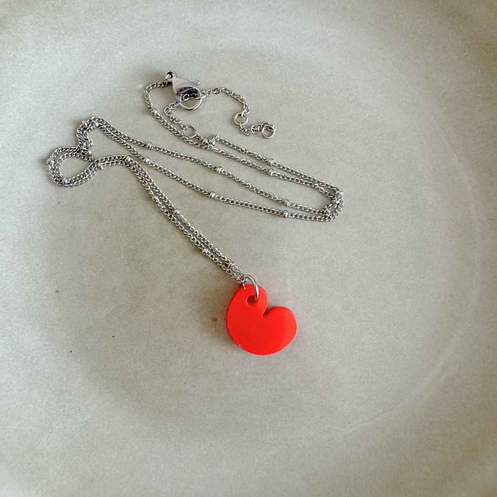Kette Lume Charms | Pompeblêdsje Rot Silber
