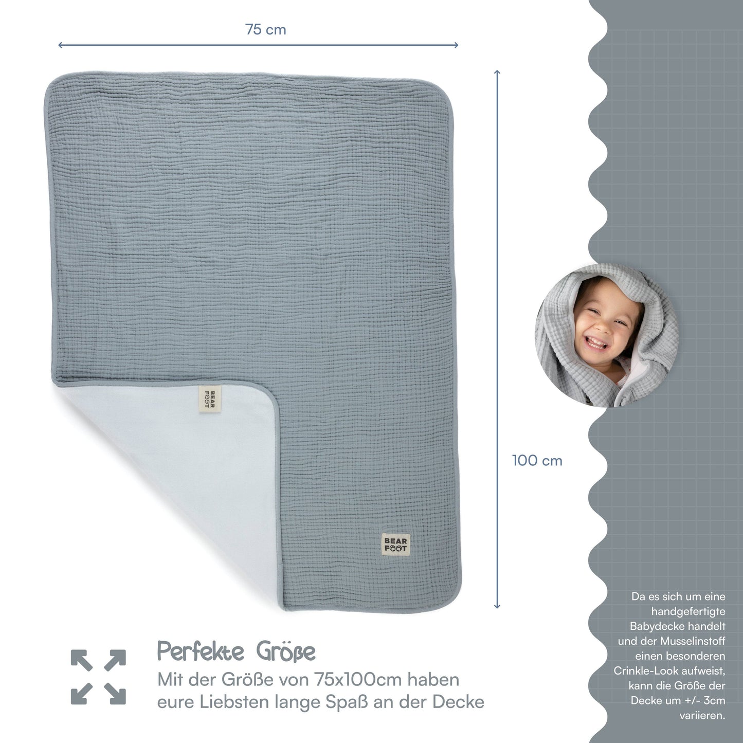 Babydecke Musselin - grau