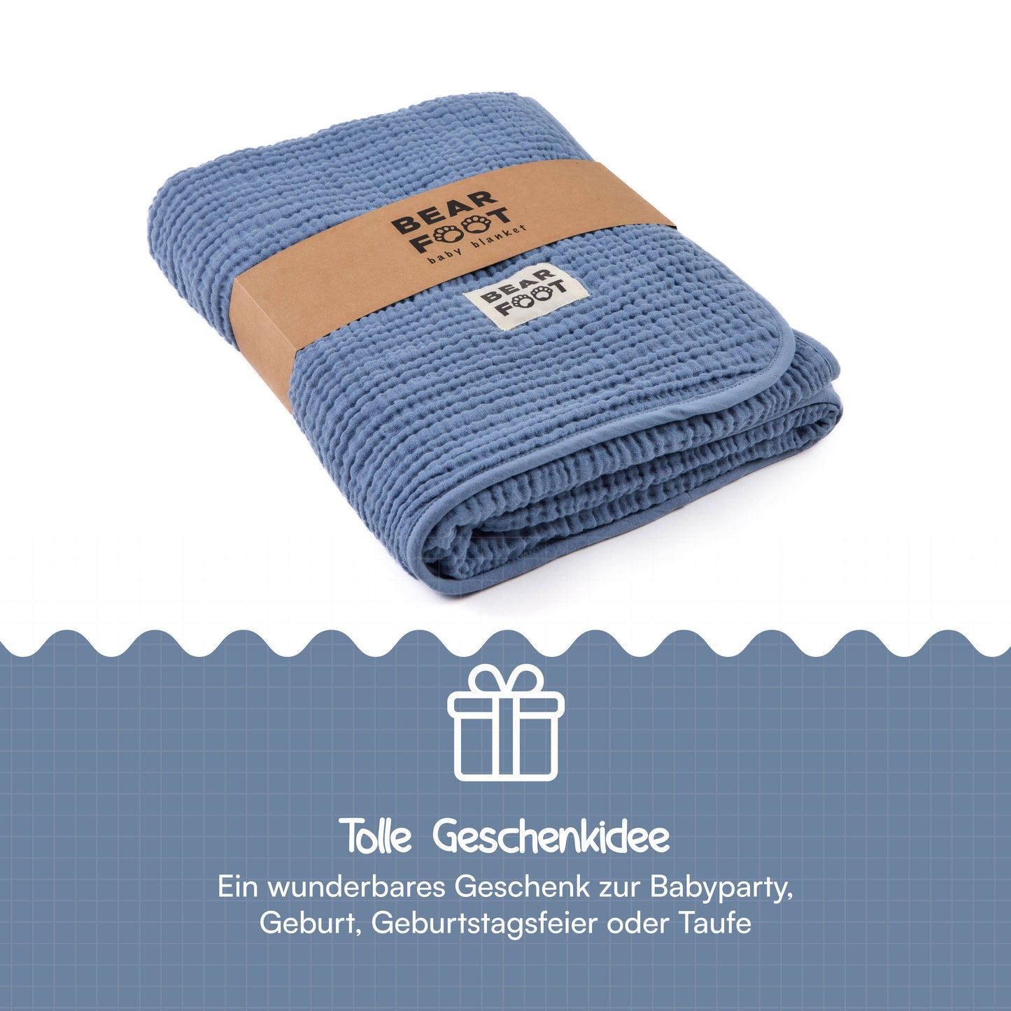 Babydecke Musselin - blau