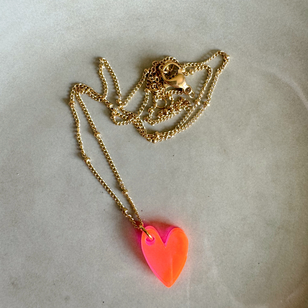 Kette Lume Charms | Herz Neon Pink