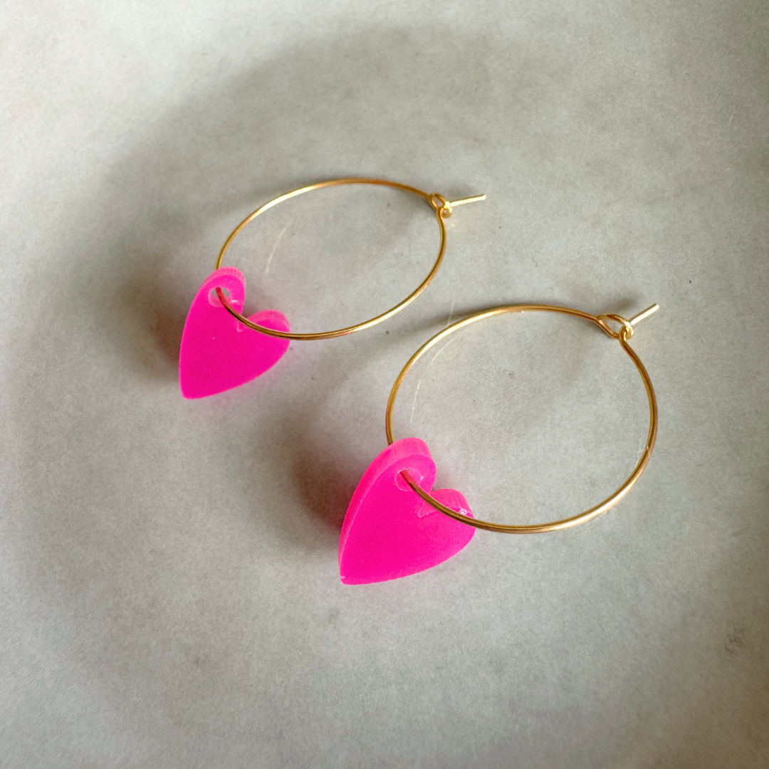 Ohrringe Hoops Lume Charms | Herz Fuchsia