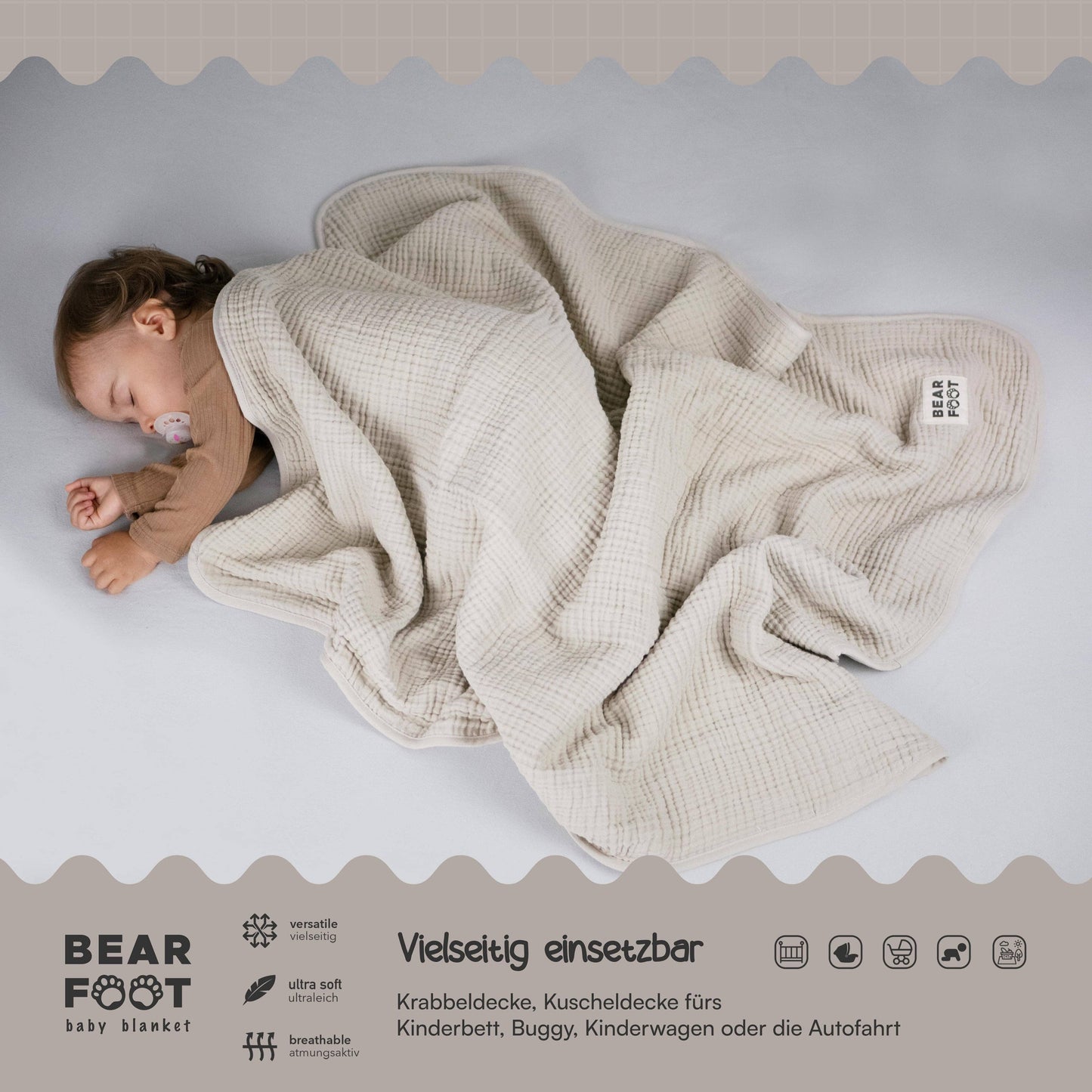 Babydecke Musselin - creme