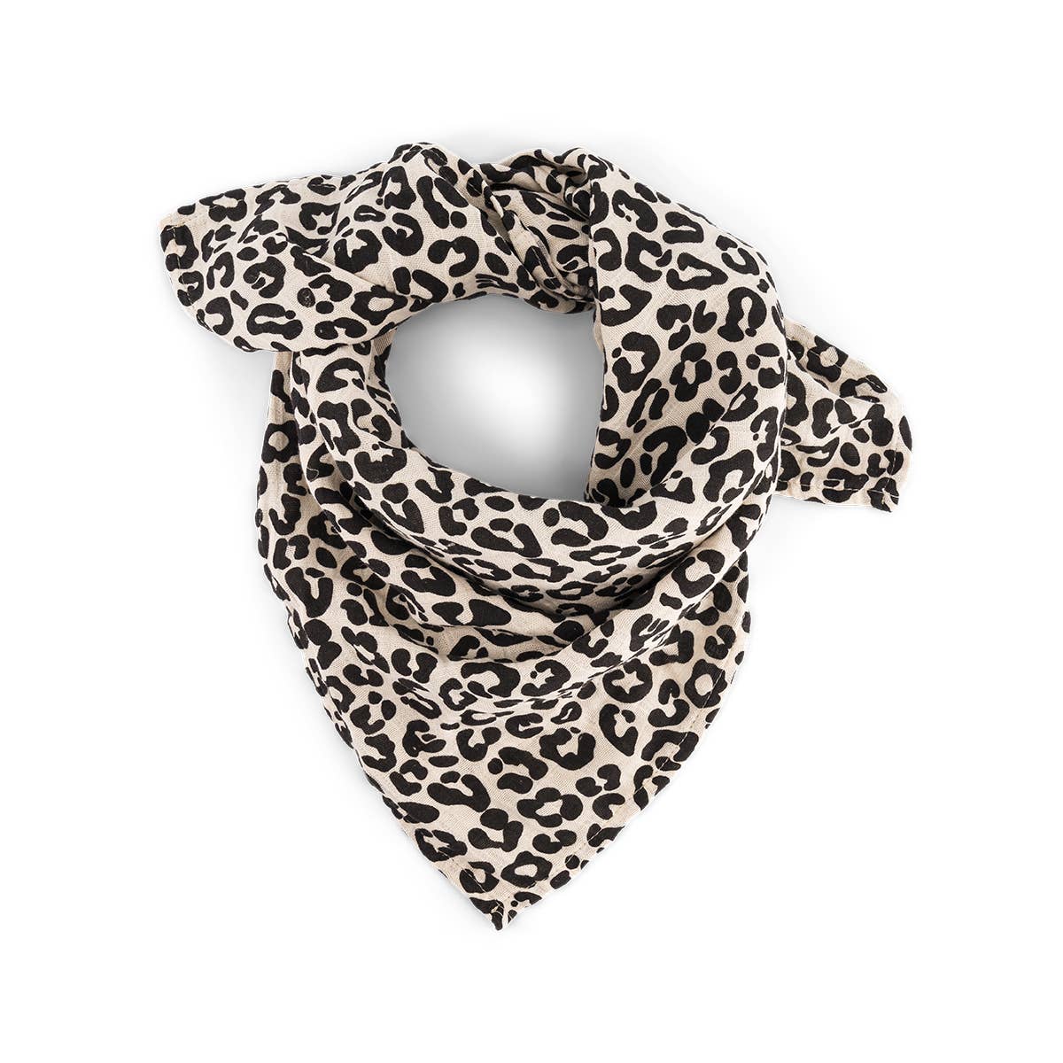 BIANCA Mullwickeldecke mit Leopardenmuster in Greige: GRAOU / M 70x70