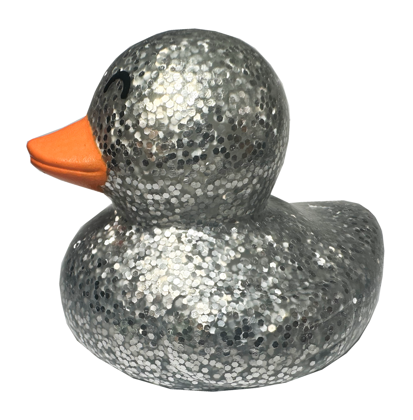 Badeente mit Glitzer, silber, 7 cm.