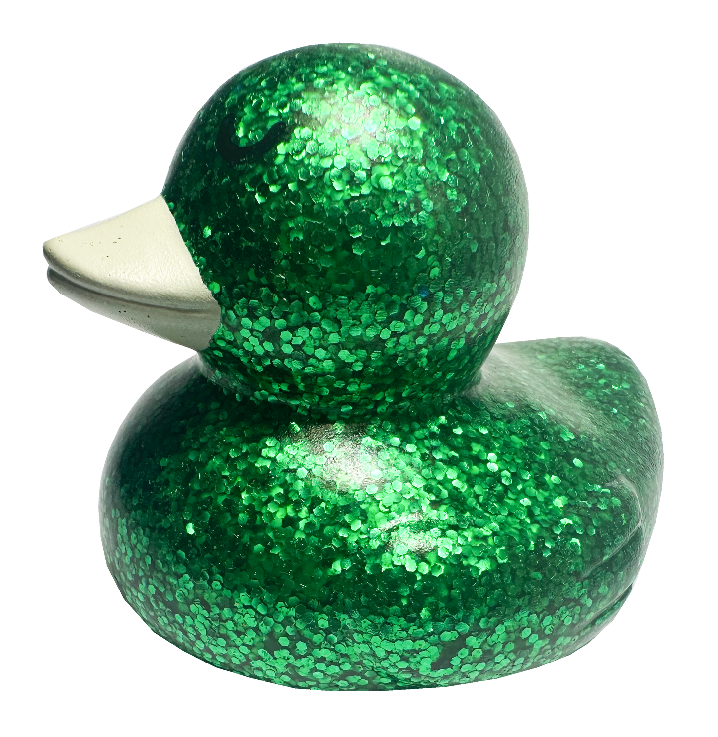 Badeente mit Glitzer, grün, 7 cm.