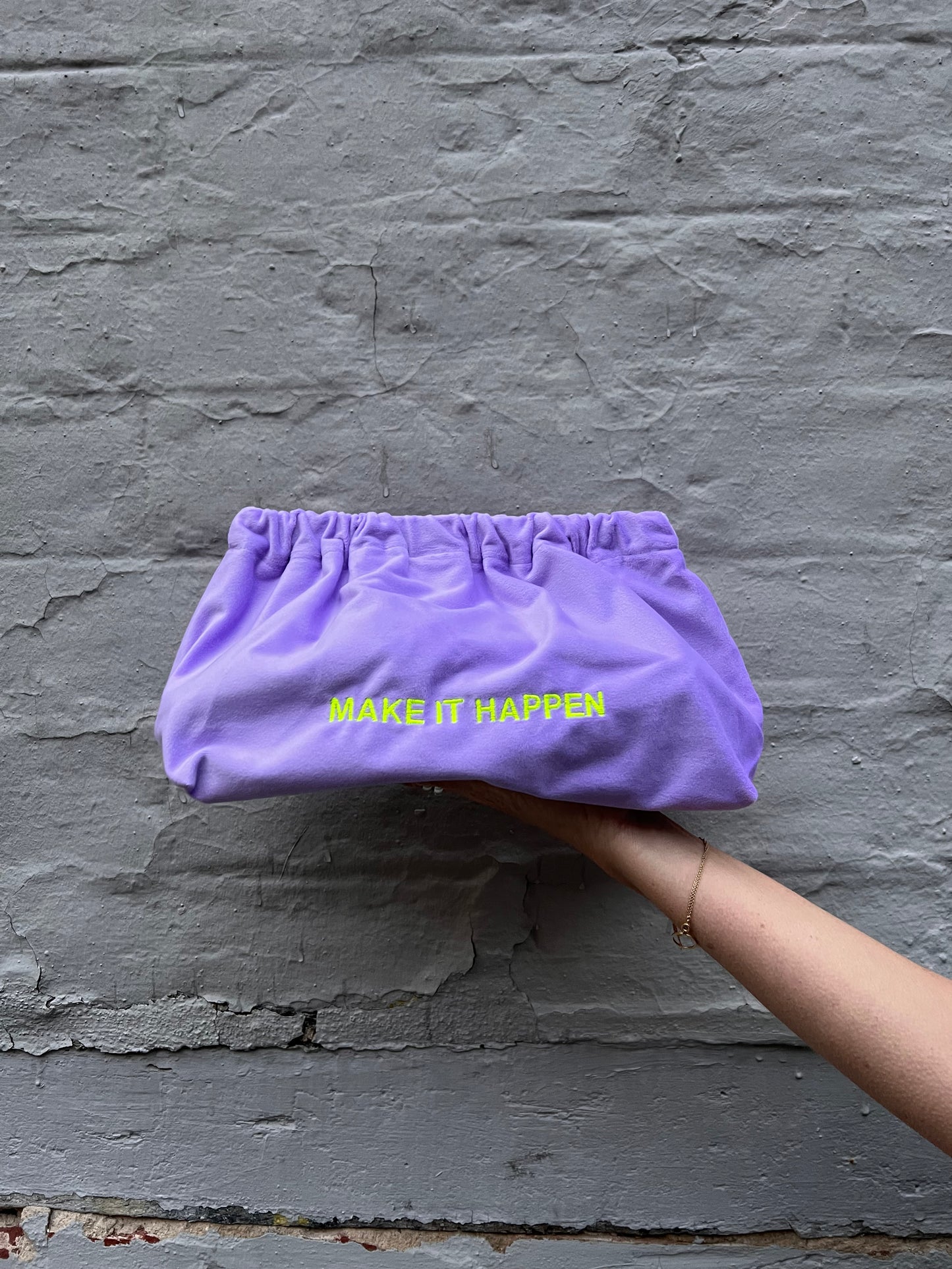 statement clutch made of velvet
