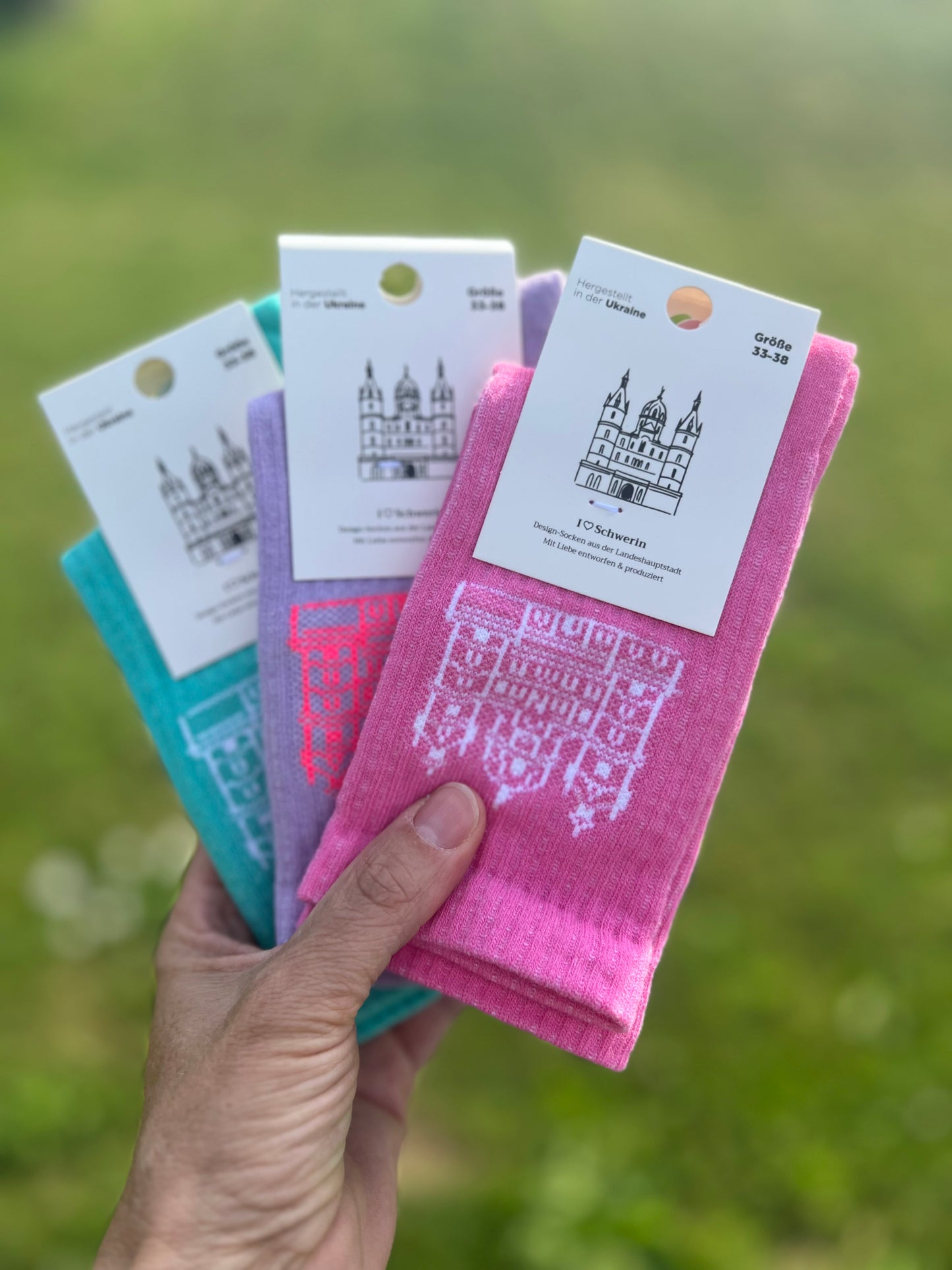 Schweriner Schloss Socken 'Pink Drip'