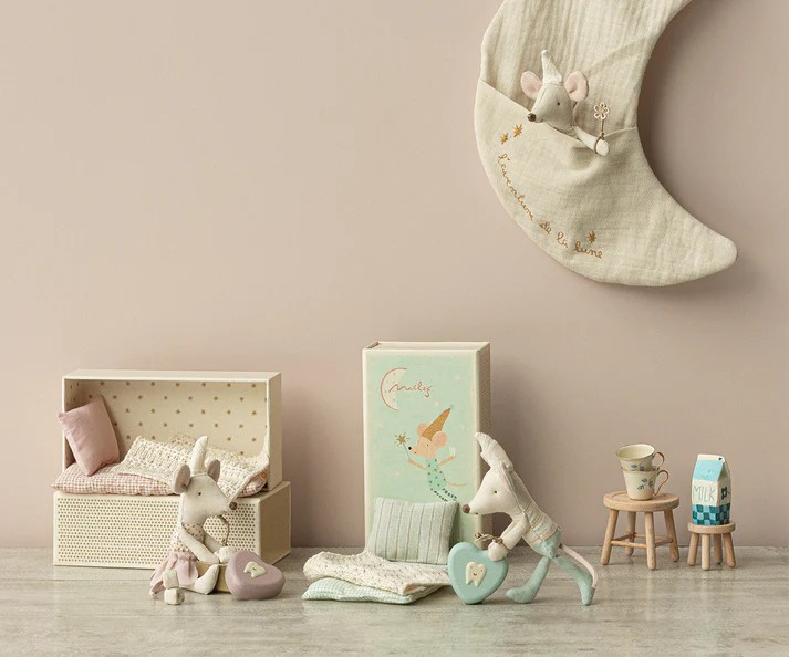 Maileg Baby Bunny - Light Blue Check