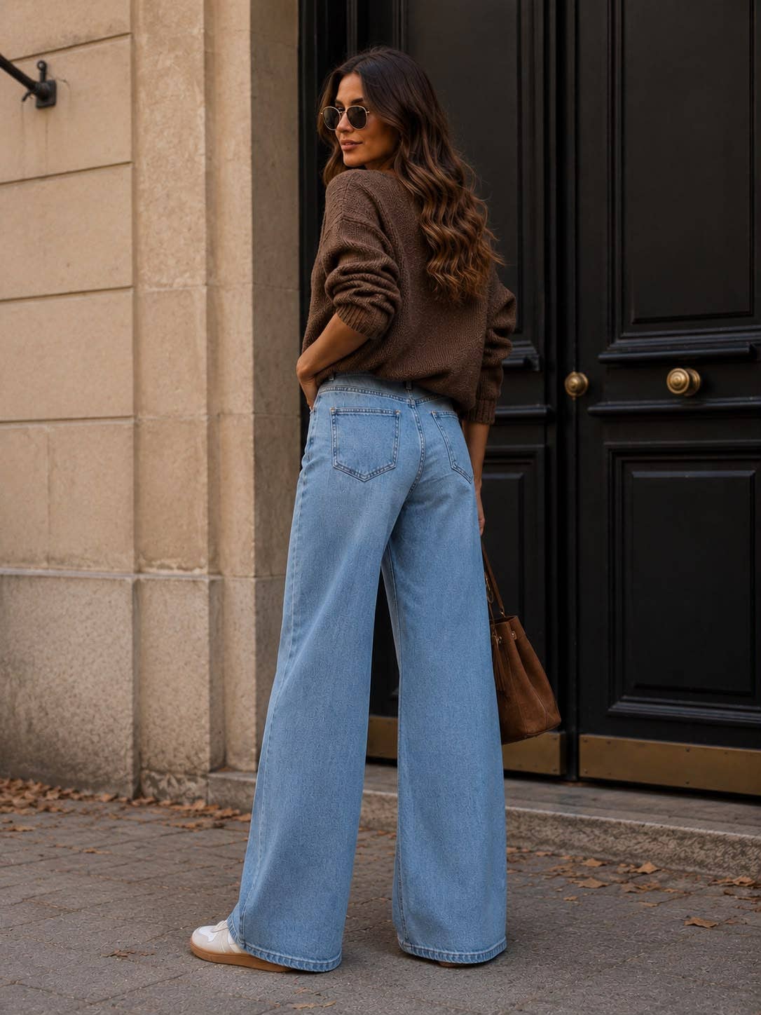 Wide-Leg-Jeans mit hohem Bund – weiter Schnitt & schlanke Silhouette: DENIM / L