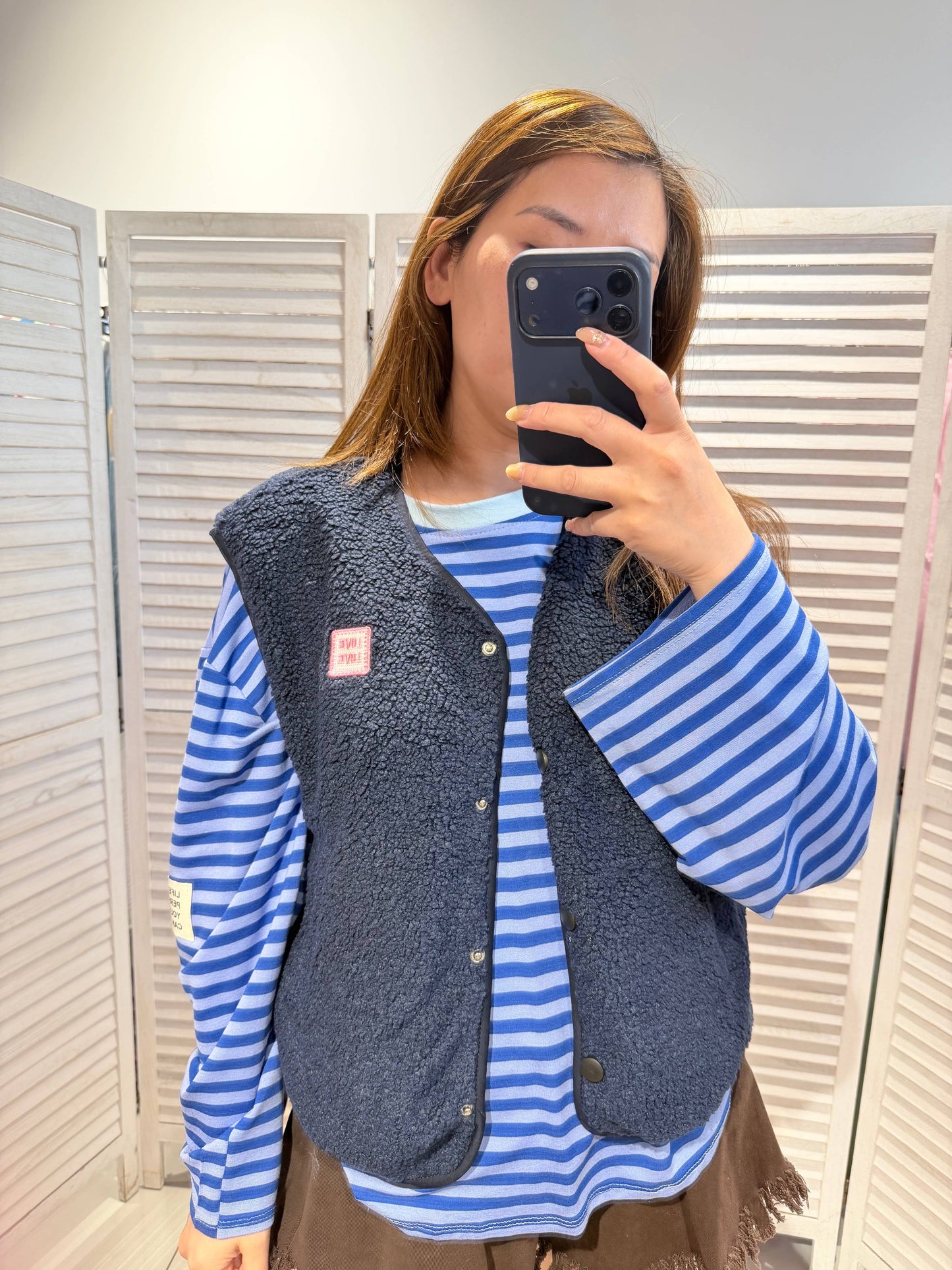 Fleeceweste mit Knöpfen: Marineblau / SIE