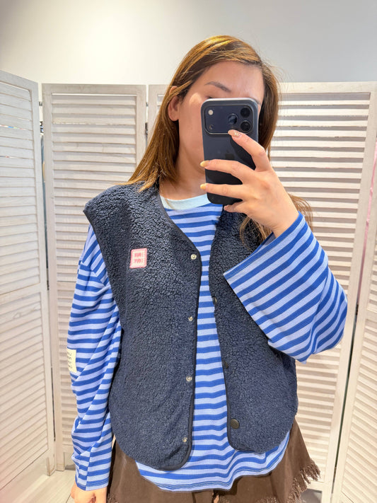 Fleeceweste mit Knöpfen: Marineblau / SIE