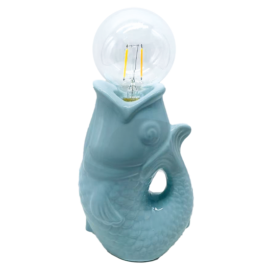 Deko-LED-Fisch, blau, gefrostet, batteriebetrieben, L 13,5 × T 8,2 × H 27 cm