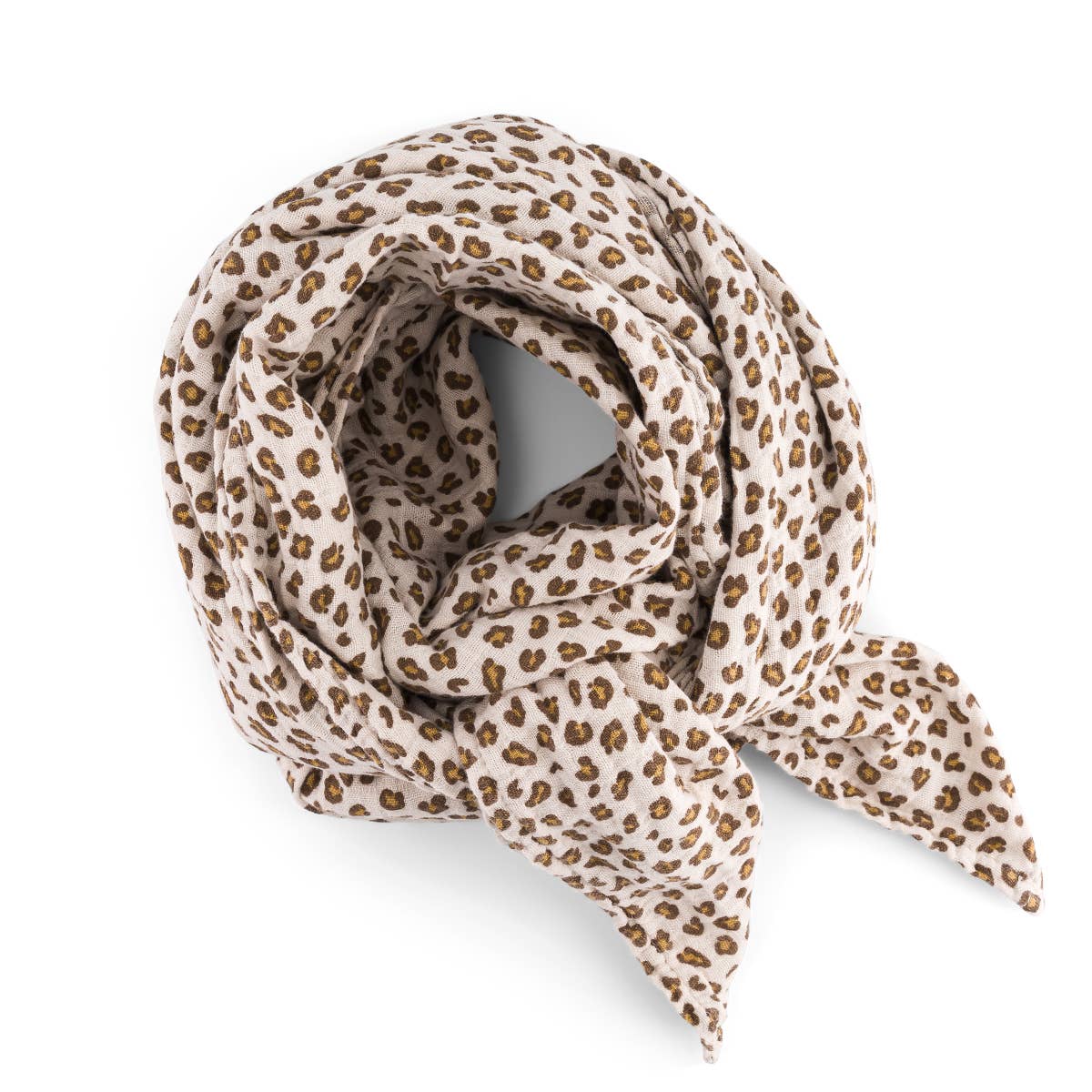 Bianca Mulltuch mit Mini-Leopardenmuster in Greige: MINI-LEOPARD / M 70x70