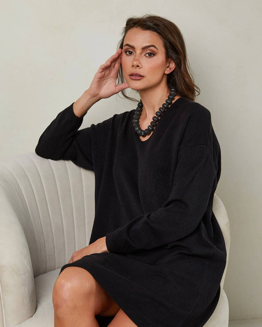 Strickkleid REF. 6111: Schwarz