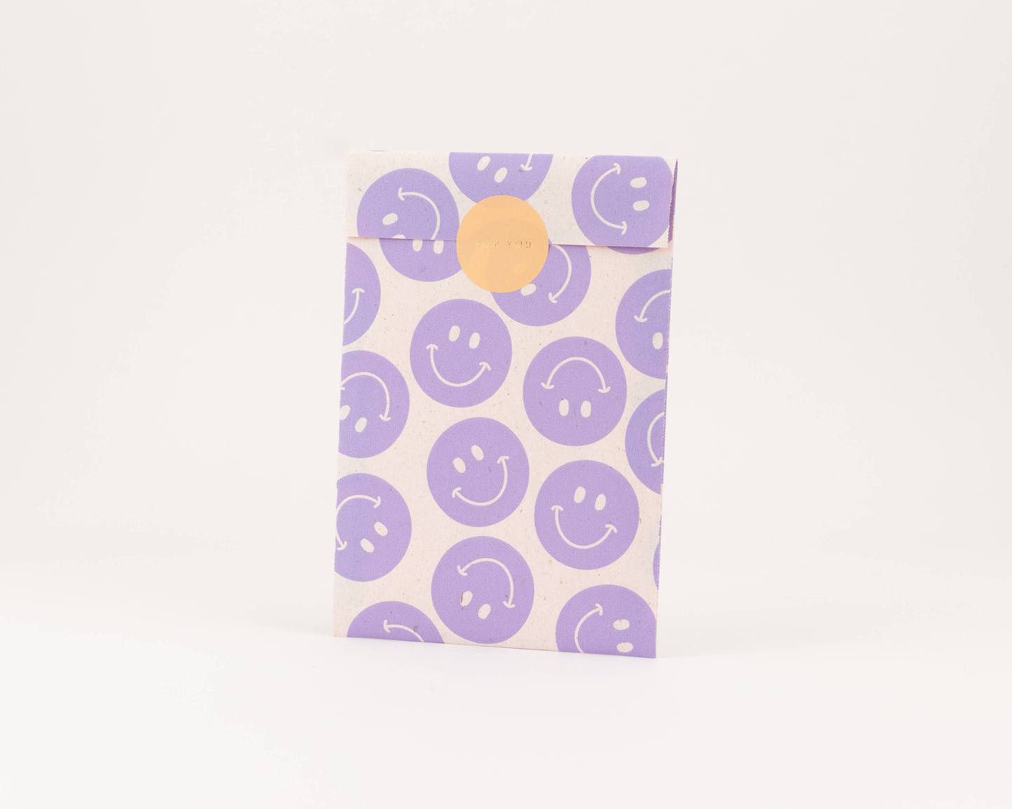 Papiertüten Smileys, Flieder / Orange: Groß (17x27cm)