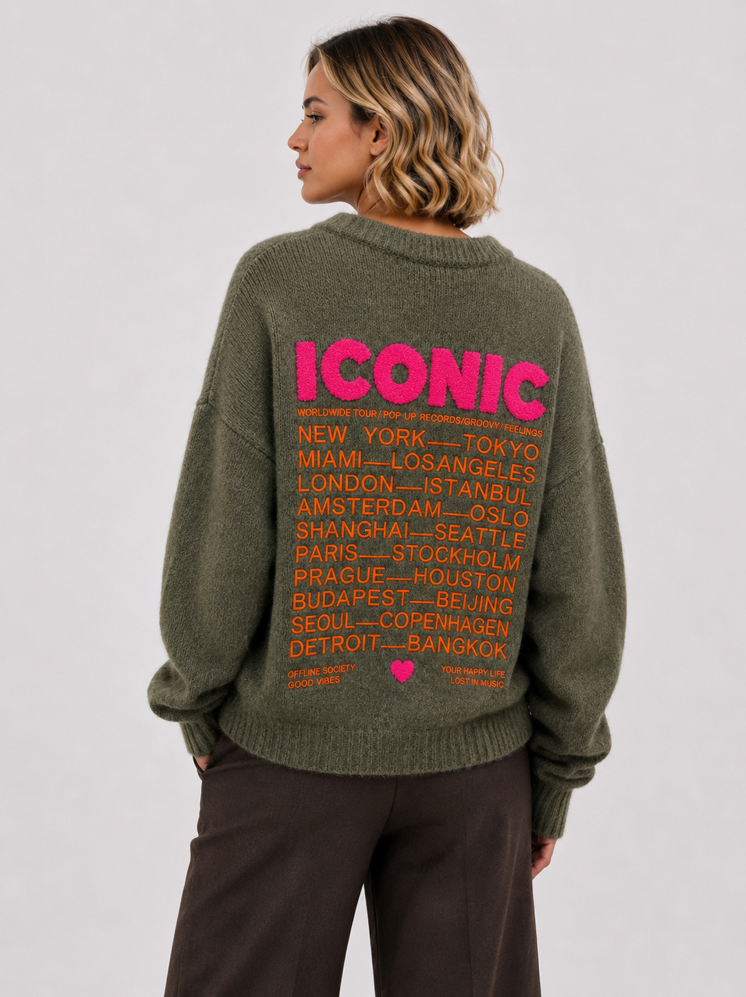 Pullover ICONIC uni – Premium-Kollektion bestickter Strickware - AP197: Blau / Standardmäßig / Eine Größe