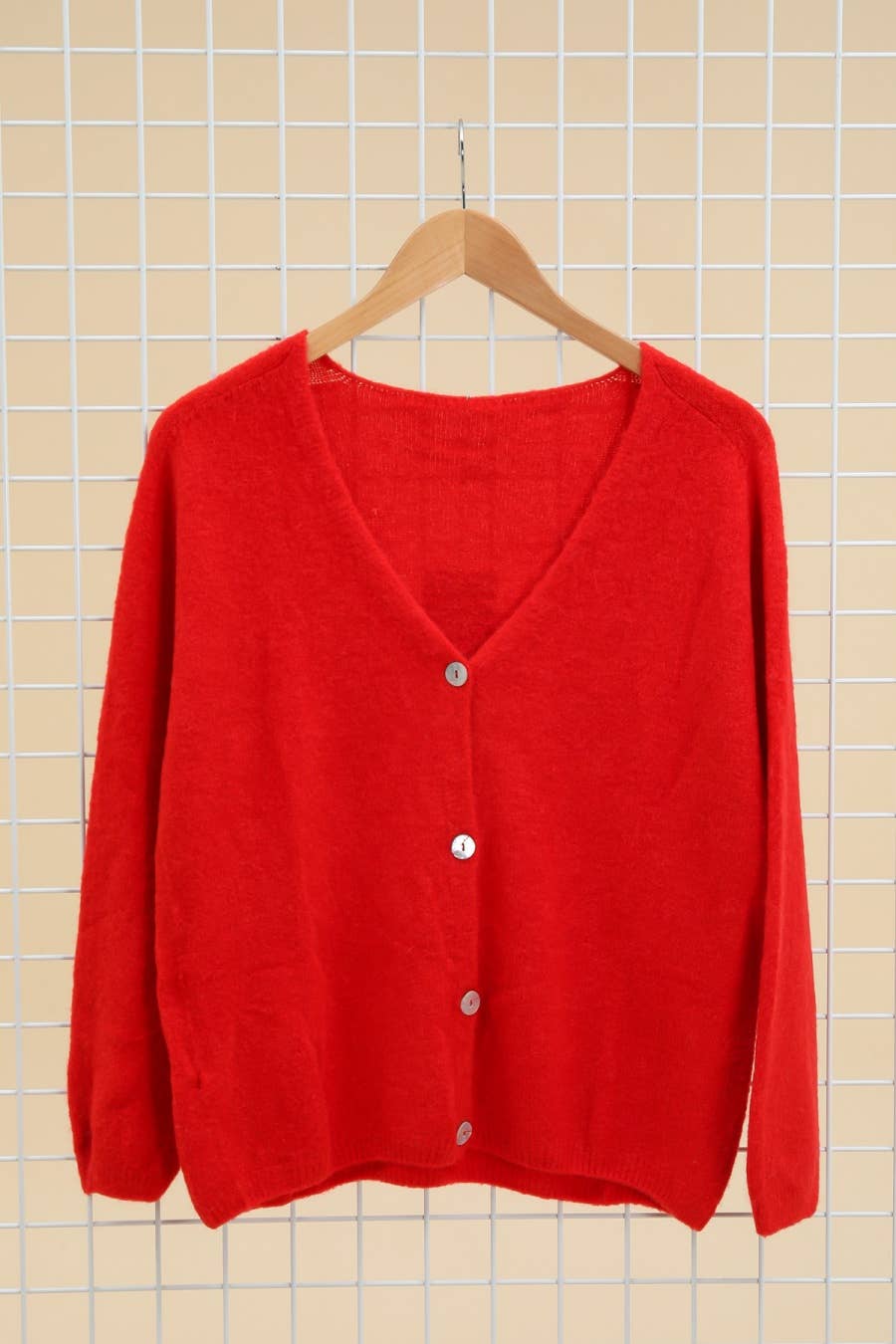 ALPACA Strickjacke mit V-Ausschnitt REF 1026: PERSIMMON