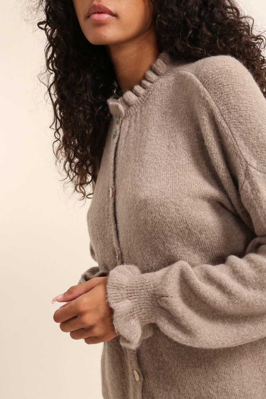 Strickjacke mit ALPAKA-Kragen REF. 8012: Persimmon
