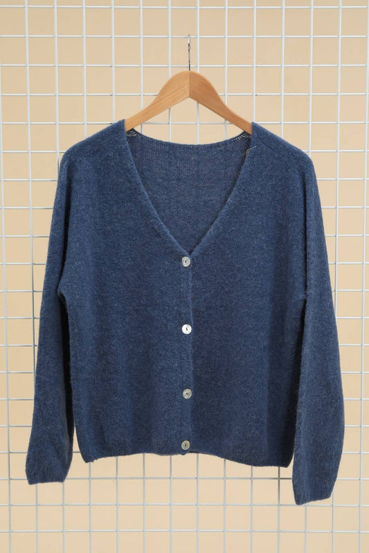 ALPACA Strickjacke mit V-Ausschnitt REF 1026: JEANS