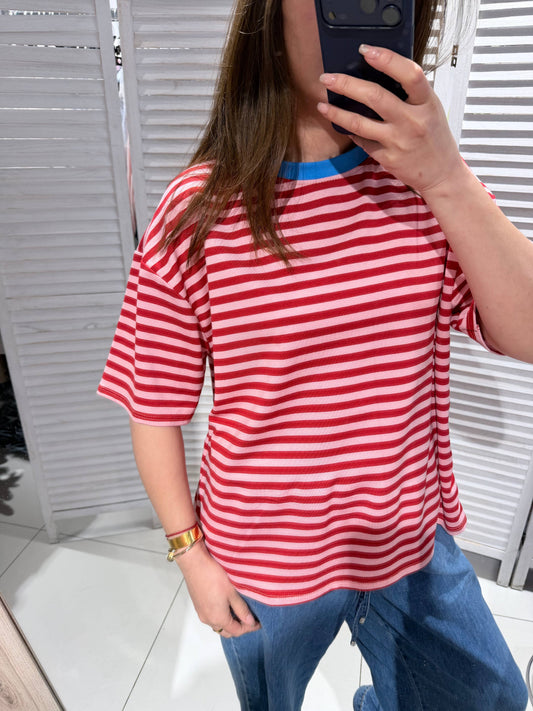 Gestreiftes T-Shirt: Rot / SIE