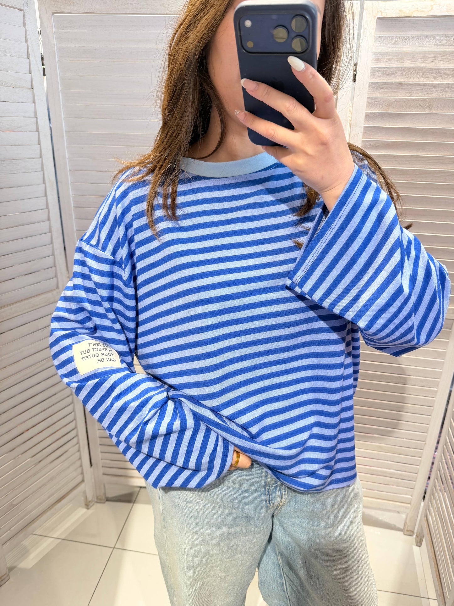 Langarm-T-Shirt mit Streifen: Blau / SIE