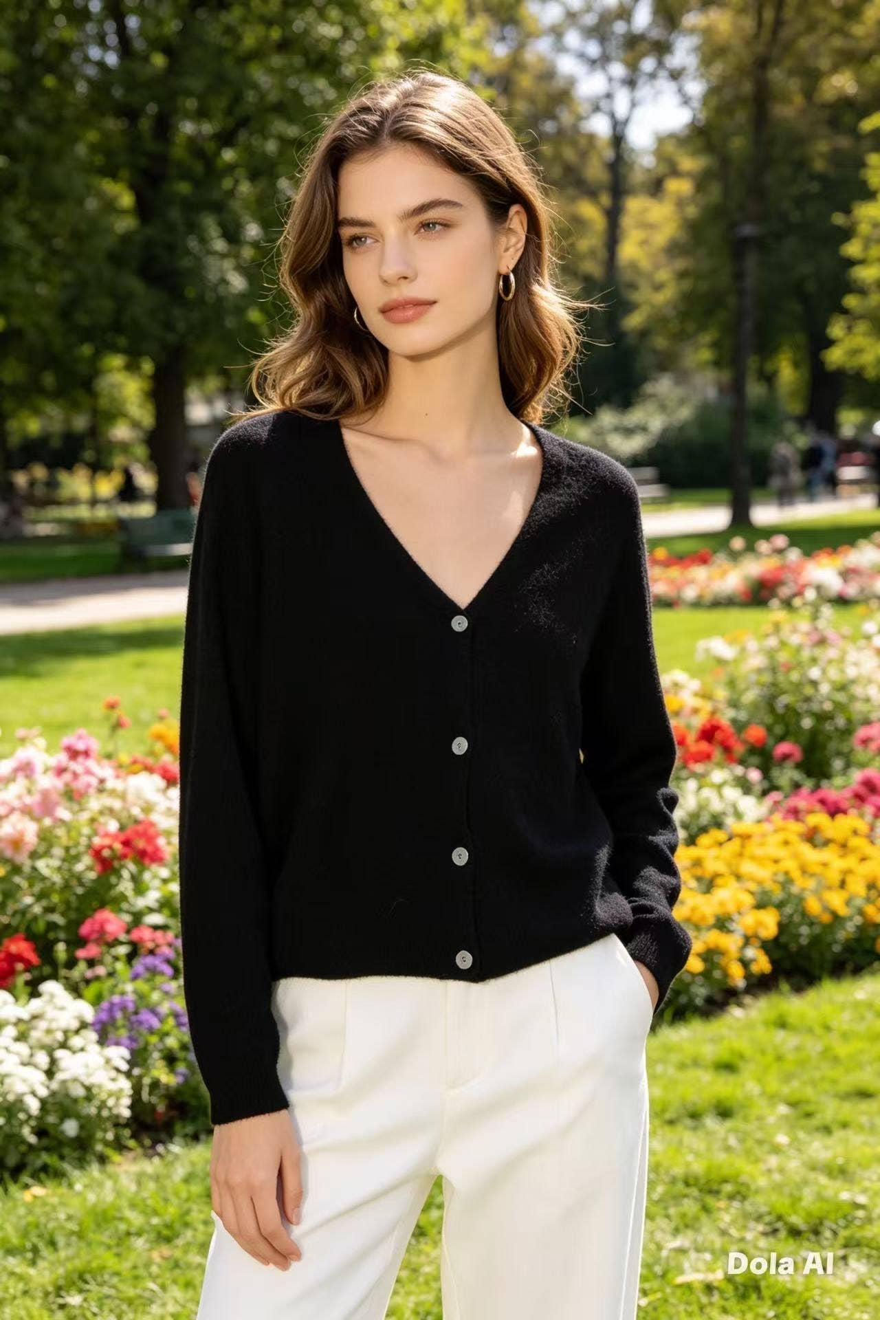 Alpaka-Cardigan mit V-Ausschnitt REF 1026: MAULWURF