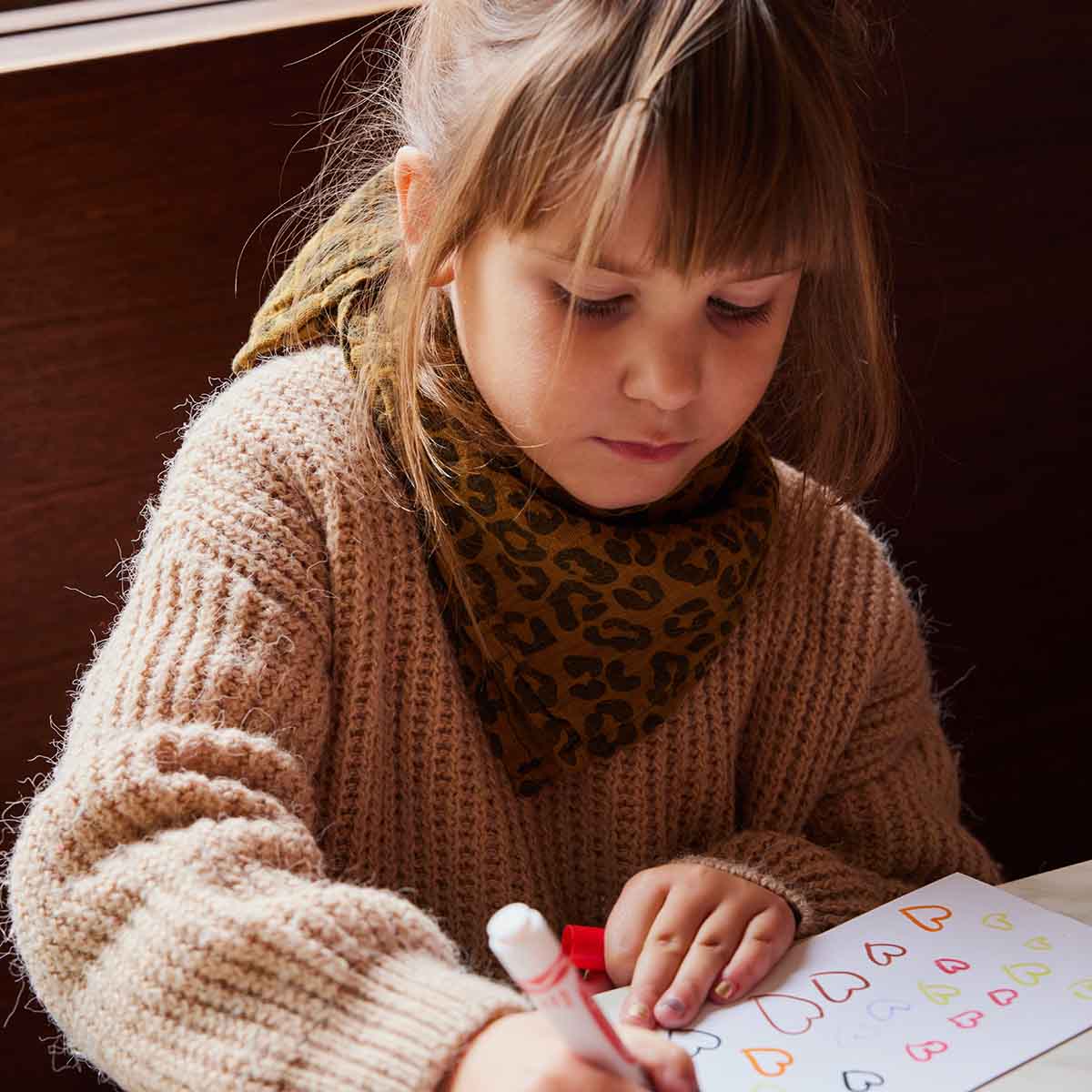 Bianca Musselintuch mit Karamell-Leopardenmuster: TOFFEE / GRAOU / L 110*110