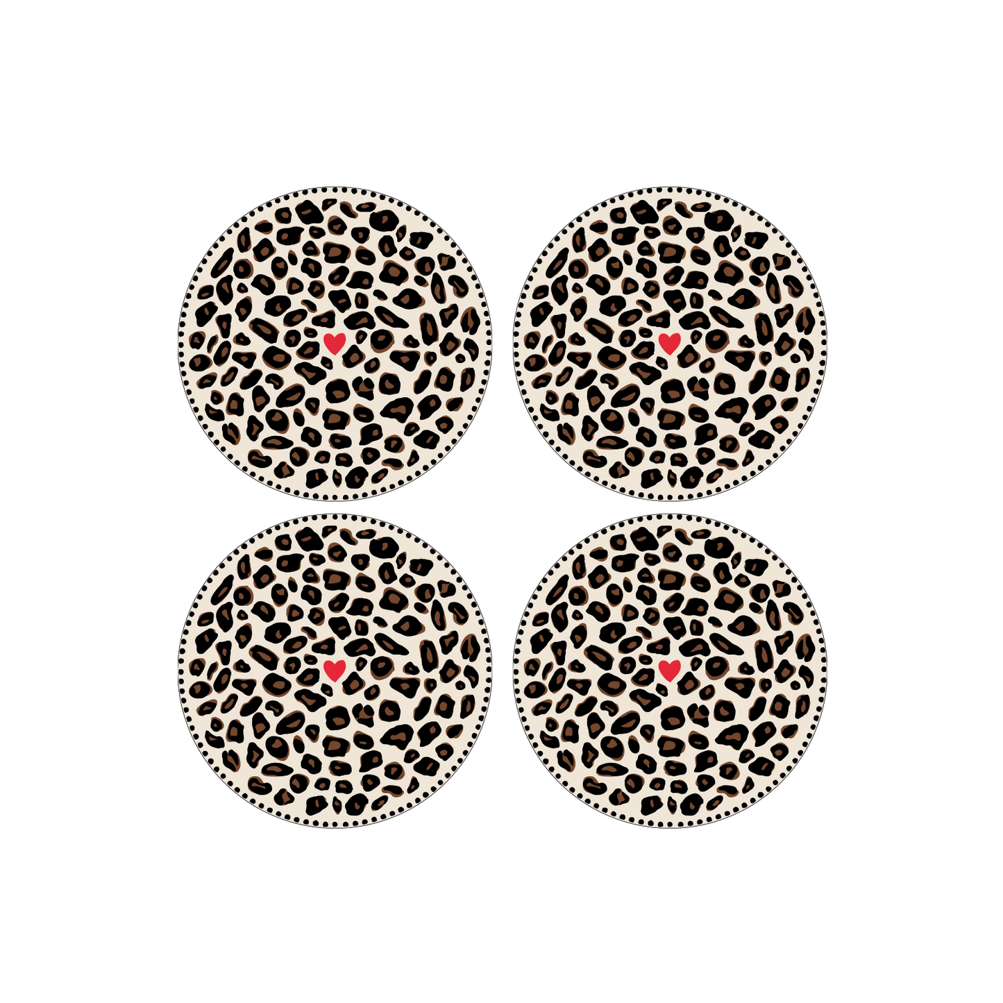 Set aus 4 Desserttellern mit Leopardenmuster Ø 19 cm