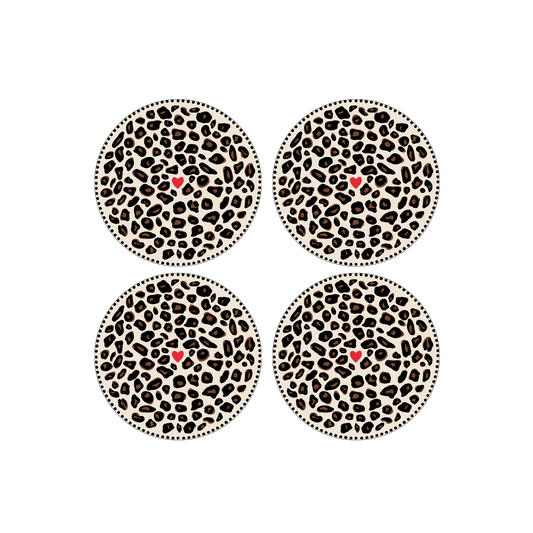 Set aus 4 Desserttellern mit Leopardenmuster Ø 19 cm